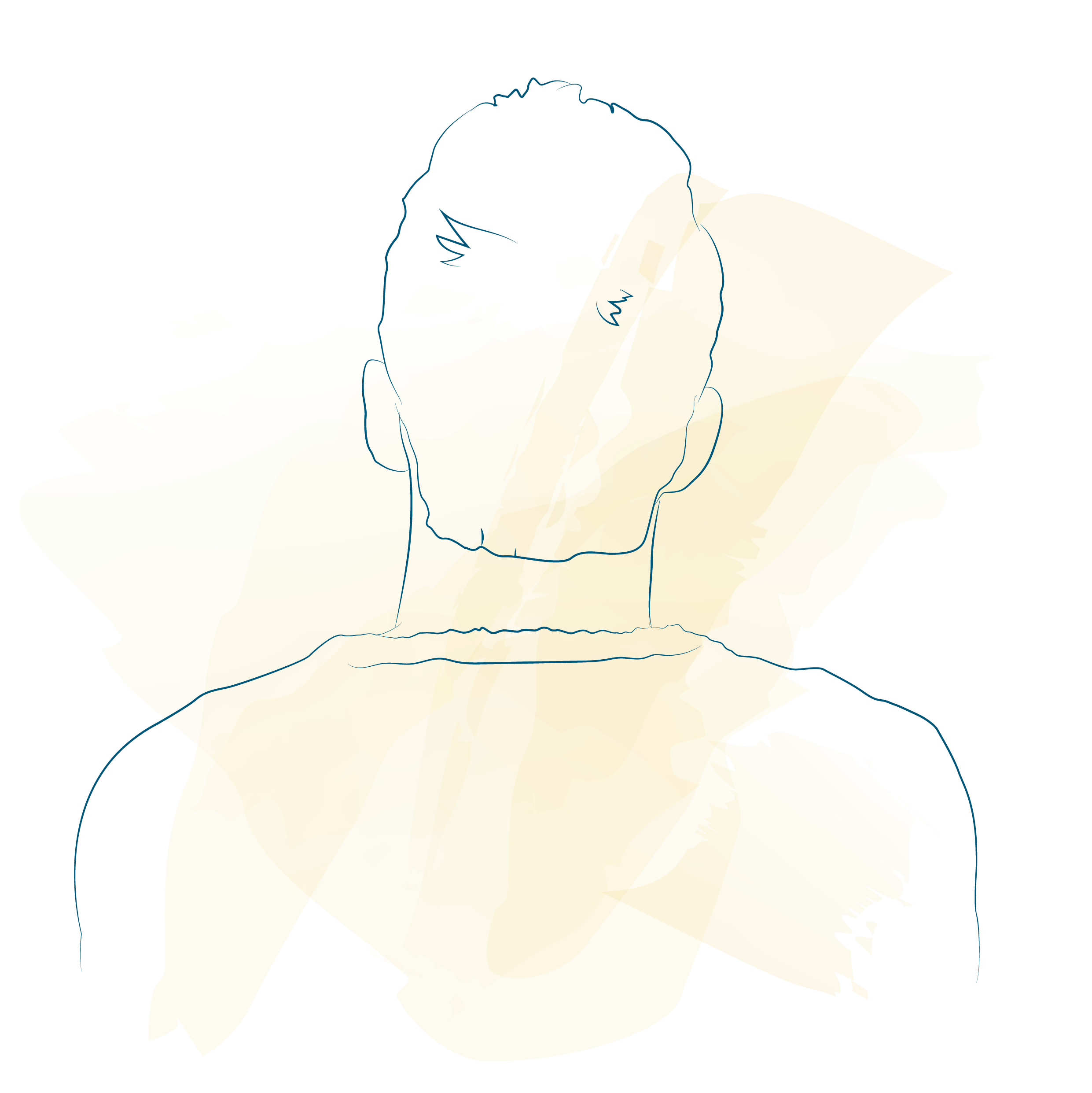 Zeichnung Kopf und Rücken einer männlichen Person